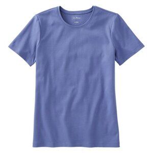 EUC L.L. Bean Crewneck All-Cotton Short Sleeve Women's Regular Large Larkspur